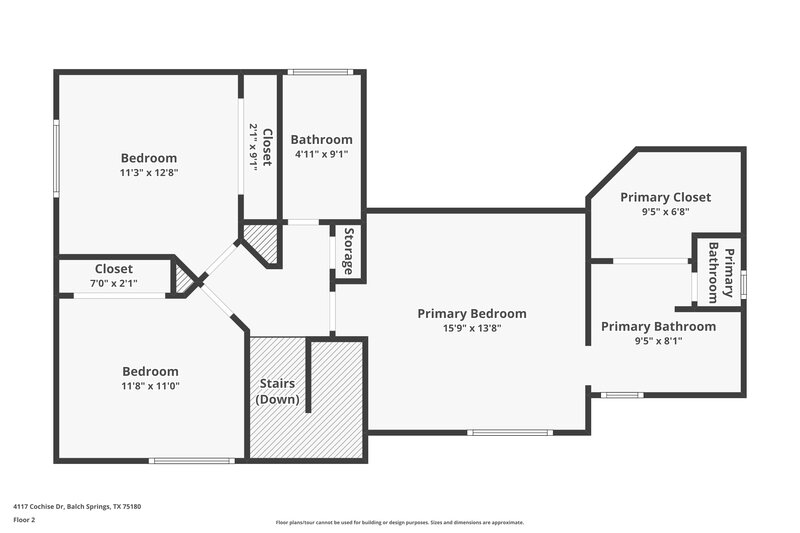 1,740/Mo, 4117 Cochise Dr Balch Springs, TX 75180 Floorplan View 2