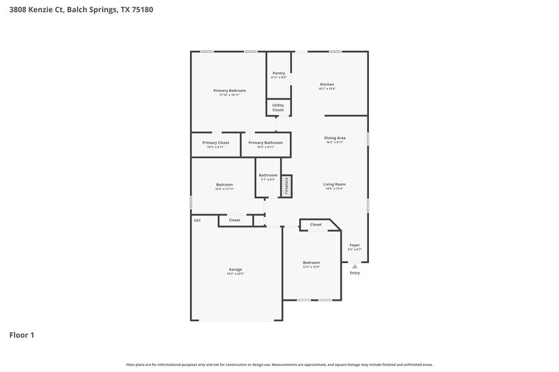 2,080/Mo, 3808 Kenzie Ct Balch Springs, TX 75180 Floor Plan View