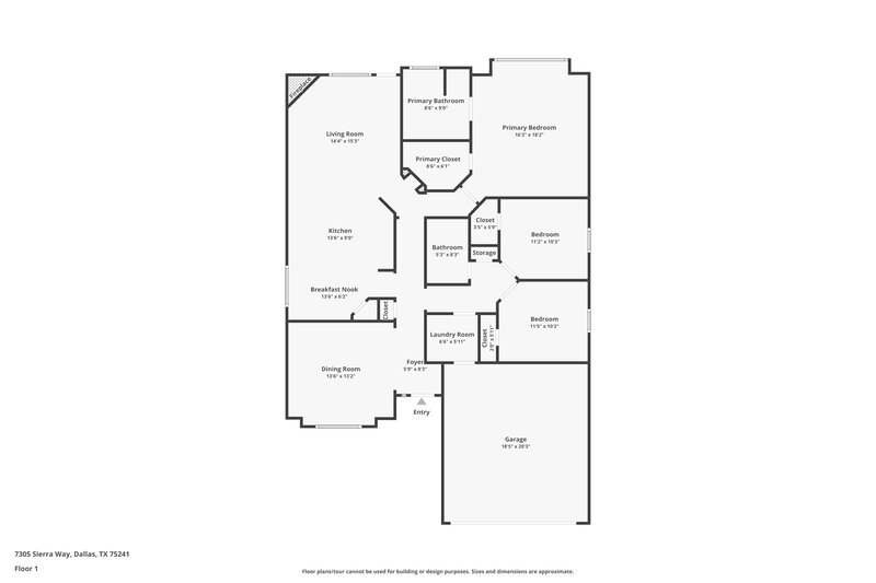 1,945/Mo, 7305 Sierra Way Dallas, TX 75241 Floor Plan View