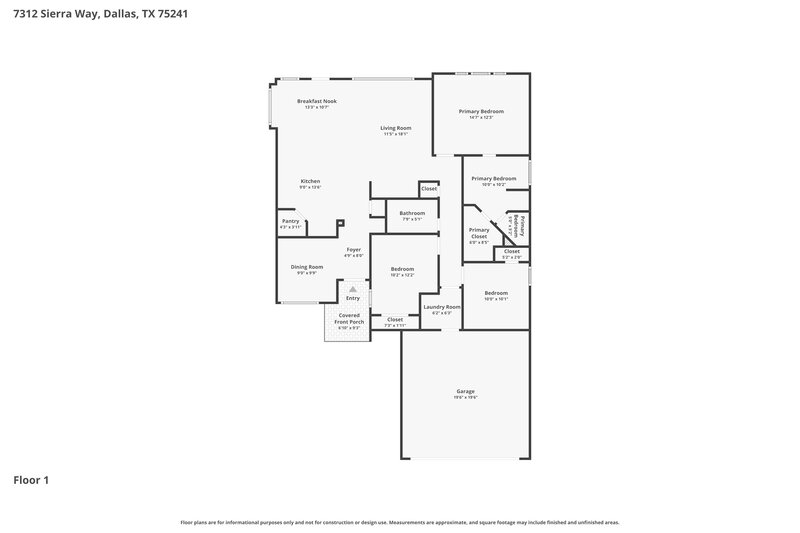 1,900/Mo, 7312 Sierra Way Dallas, TX 75241 Floor Plan View