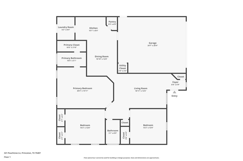 1,970/Mo, 321 Peachtree Lane Princeton, TX 75407 Floor Plan View