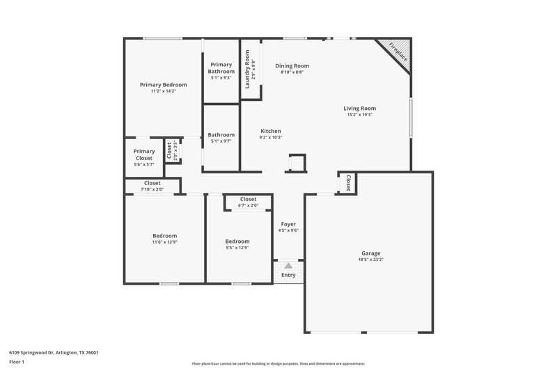 1,965/Mo, 6109 Springwood Dr Arlington, TX 76001 Floor Plan View