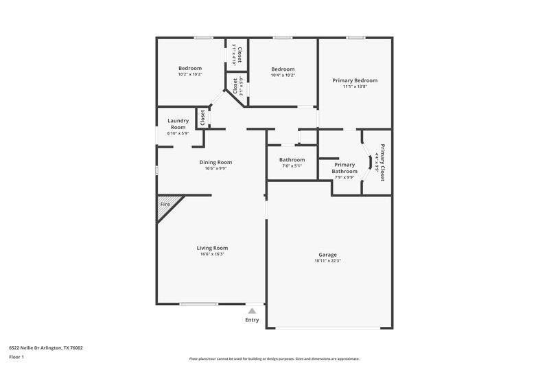 2,195/Mo, 6522 Nellie Dr Arlington, TX 76002 Floor Plan View