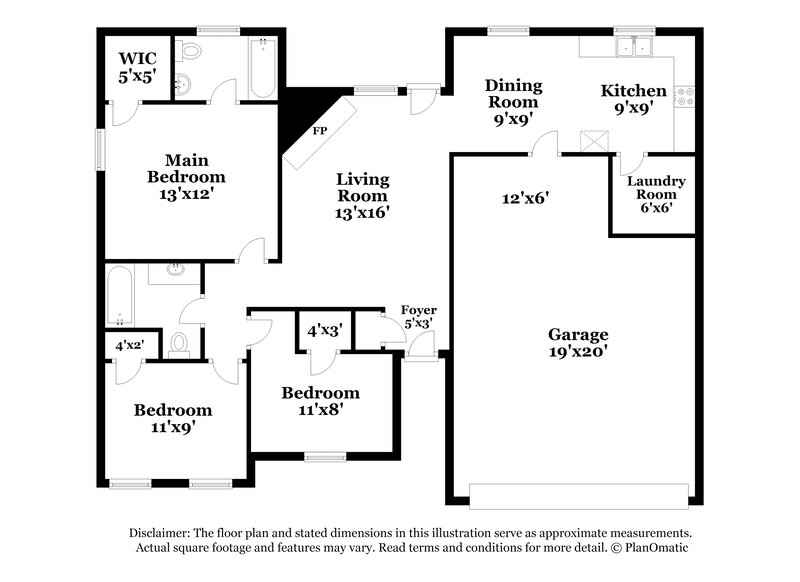 1,870/Mo, 6404 Liberty Trail Arlington, TX 76002 Floor Plan View