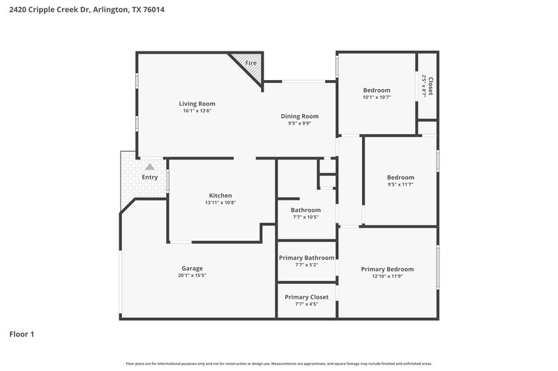 2,015/Mo, 2420 Cripple Creek Dr Arlington, TX 76014 Floor Plan View