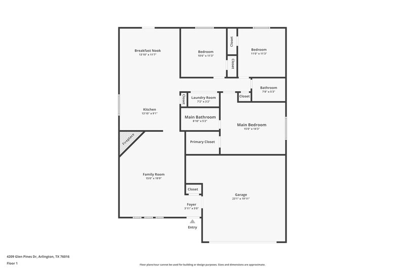 2,130/Mo, 4209 Glen Pines Dr Arlington, TX 76016 Floor Plan View