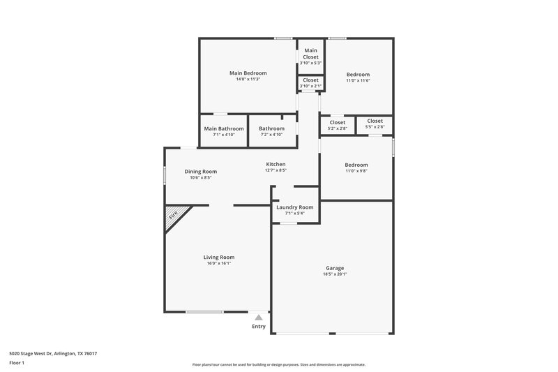 1,925/Mo, 5020 Stage West Dr Arlington, TX 76017 Floor Plan View