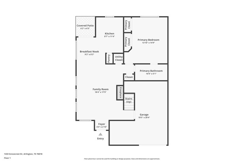 2,090/Mo, 1433 Grovecrest Dr Arlington, TX 76018 Floorplan View
