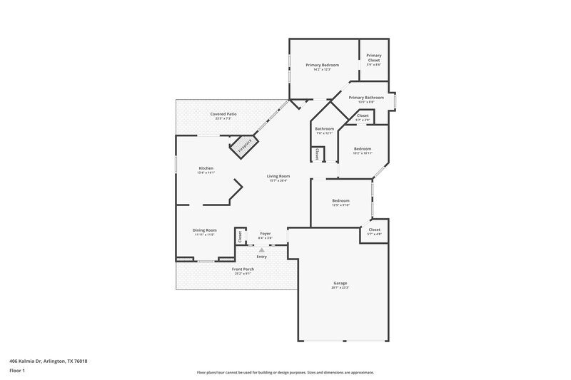 1,990/Mo, 406 Kalmia Dr Arlington, TX 76018 Floor Plan View