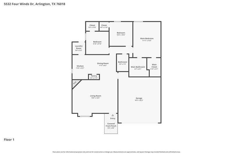2,280/Mo, 5532 Four Winds Dr Arlington, TX 76018 Floor Plan View