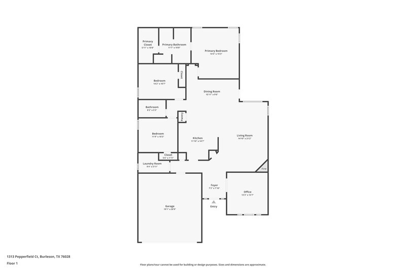 1,915/Mo, 1313 Pepperfield Ct Burleson, TX 76028 Floor Plan View