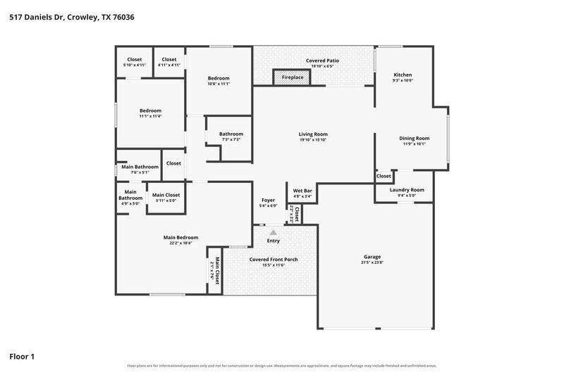 2,035/Mo, 517 Daniels Dr Crowley, TX 76036 Floor Plan View