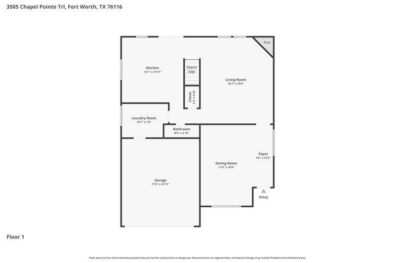 1,705/Mo, 3505 Chapel Pointe Trail Fort Worth, TX 76116 Floorplan View