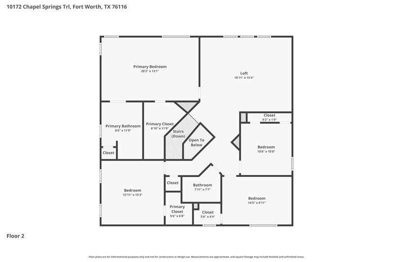2,240/Mo, 10172 Chapel Springs Trail Fort Worth, TX 76116 Floor Plan View 2
