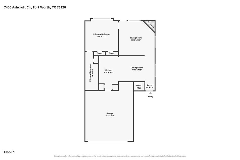 1,765/Mo, 7400 Ashcroft Circle Fort Worth, TX 76120 Floor Plan View 2