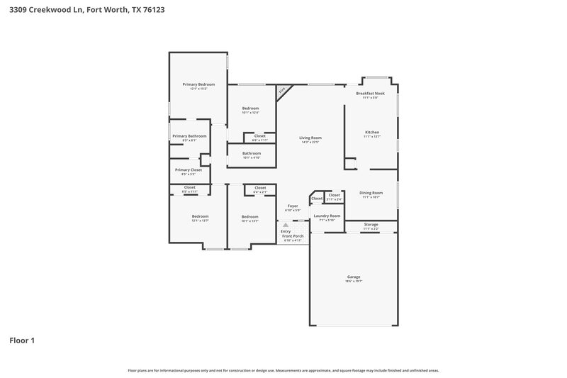 2,100/Mo, 3309 Creekwood Ln Fort Worth, TX 76123 Floor Plan View