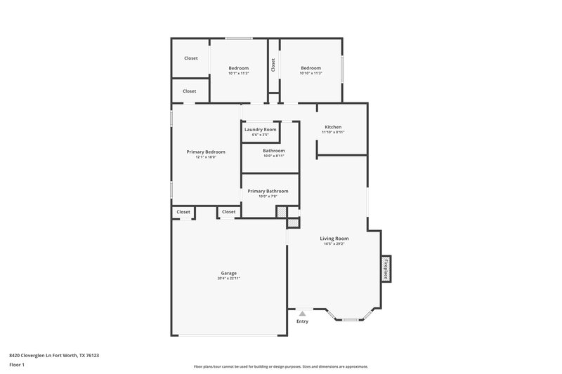 1,865/Mo, 8420 Cloverglen Ln Fort Worth, TX 76123 Floor Plan View