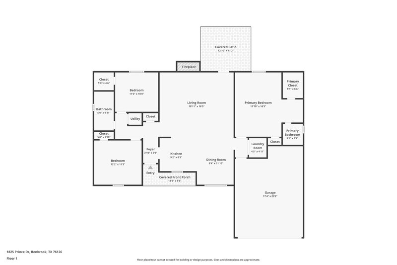 1,775/Mo, 1825 Prince Dr Benbrook, TX 76126 Floor Plan View