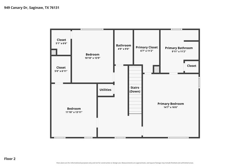 1,945/Mo, 949 Canary Dr Saginaw, TX 76131 Floor Plan View 2