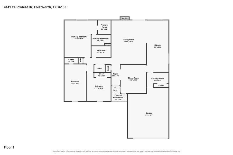 2,265/Mo, 4141 Yellowleaf Dr Fort Worth, TX 76133 Floor Plan View