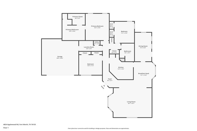 1,955/Mo, 4824 Applewood Rd Fort Worth, TX 76133 Floor Plan View
