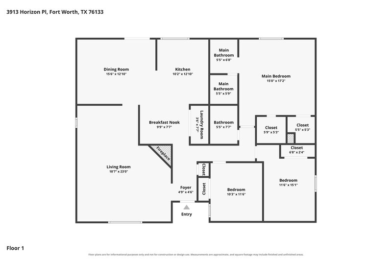 1,760/Mo, 3913 Horizon Pl Fort Worth, TX 76133 Floor Plan View