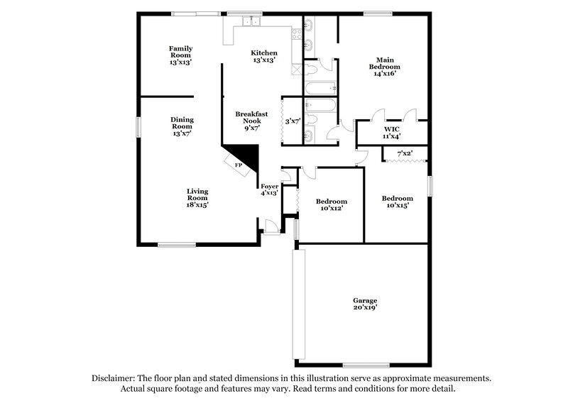 1,915/Mo, 3913 Horizon Pl Fort Worth, TX 76133 Floorplan View