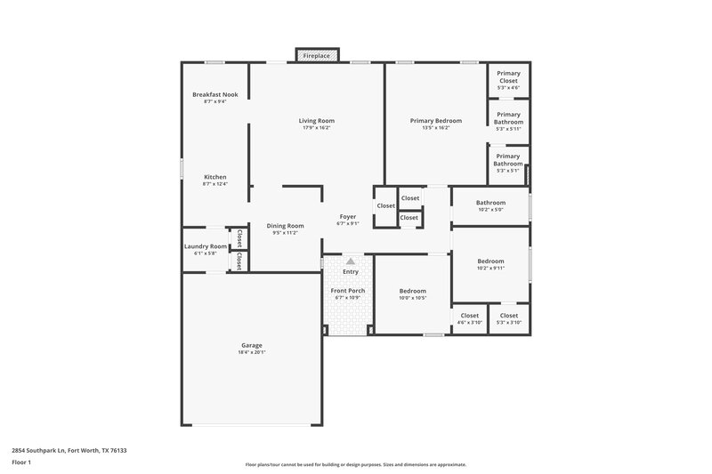 1,755/Mo, 2854 Southpark Ln Fort Worth, TX 76133 Floor Plan View