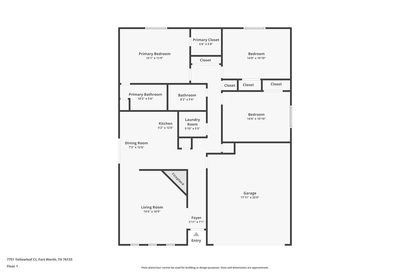 1,690/Mo, 7751 Yellowleaf Ct Fort Worth, TX 76133 Floor Plan View