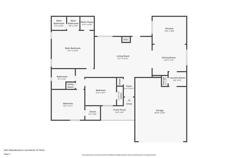1,770/Mo, 3621 Willowbrook Dr Fort Worth, TX 76133 Floor Plan View