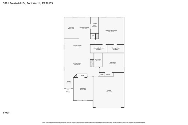 2,030/Mo, 5301 Prestwick Dr Fort Worth, TX 76135 Floor Plan View