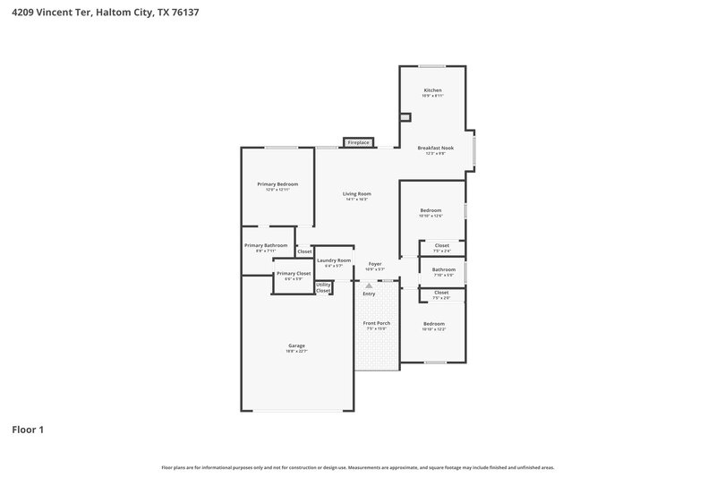 1,940/Mo, 4209 Vincent Terrace Haltom City, TX 76137 Floor Plan View