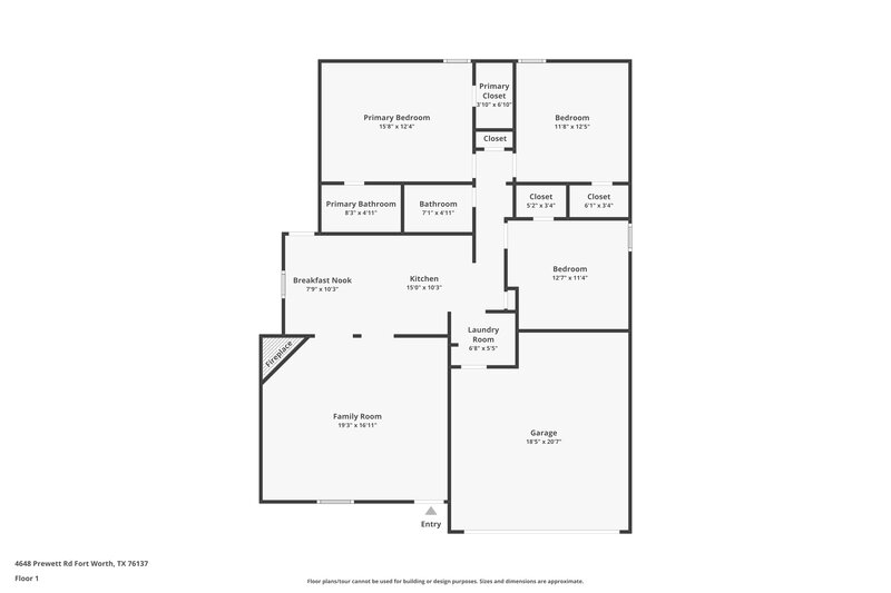 1,860/Mo, 4648 Prewett Rd Fort Worth, TX 76137 Floor Plan View
