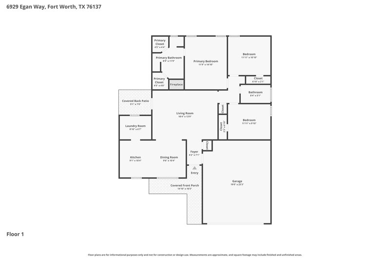 1,995/Mo, 6929 Egan Way Fort Worth, TX 76137 Floor Plan View