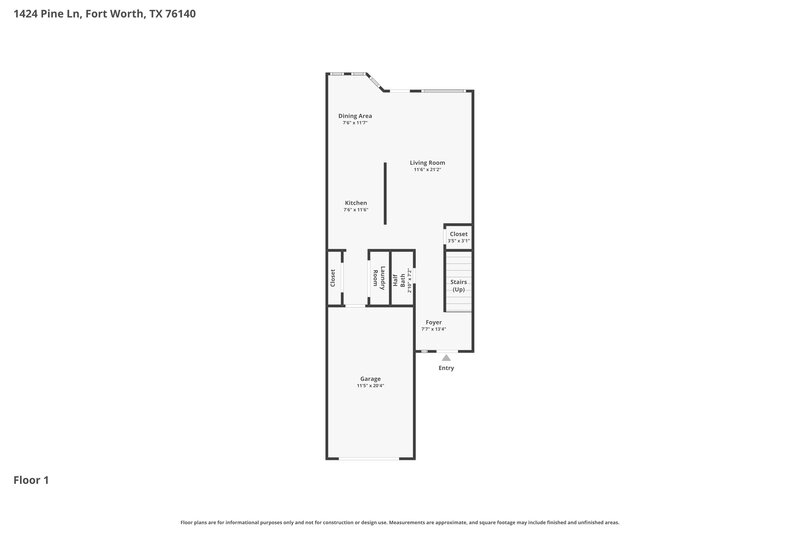 2,200/Mo, 1424 Pine Ln Fort Worth, TX 76140 Floor Plan View
