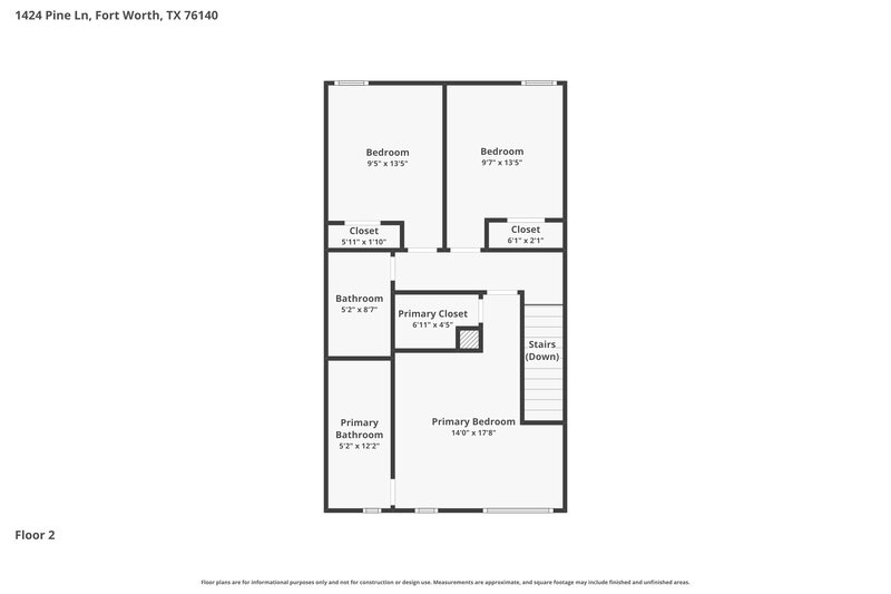2,200/Mo, 1424 Pine Ln Fort Worth, TX 76140 Floor Plan View 2
