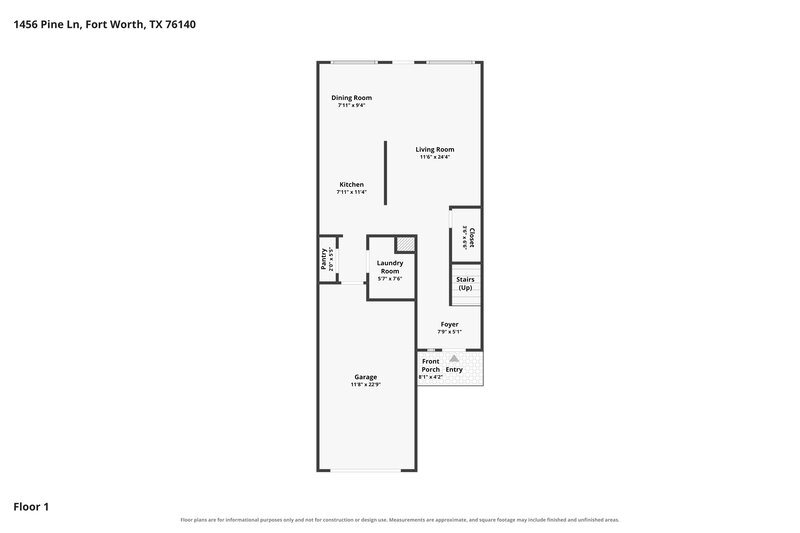 1,720/Mo, 1456 Pine Ln Fort Worth, TX 76140 Floor Plan View