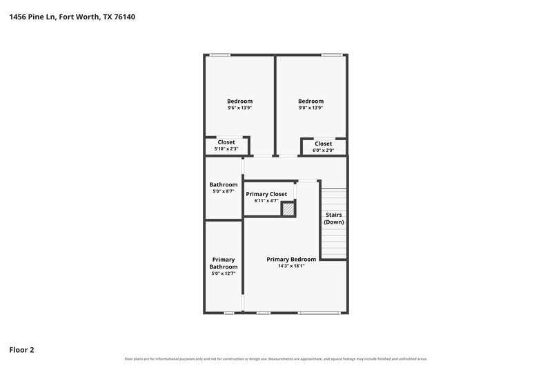 1,720/Mo, 1456 Pine Ln Fort Worth, TX 76140 Floor Plan View 2