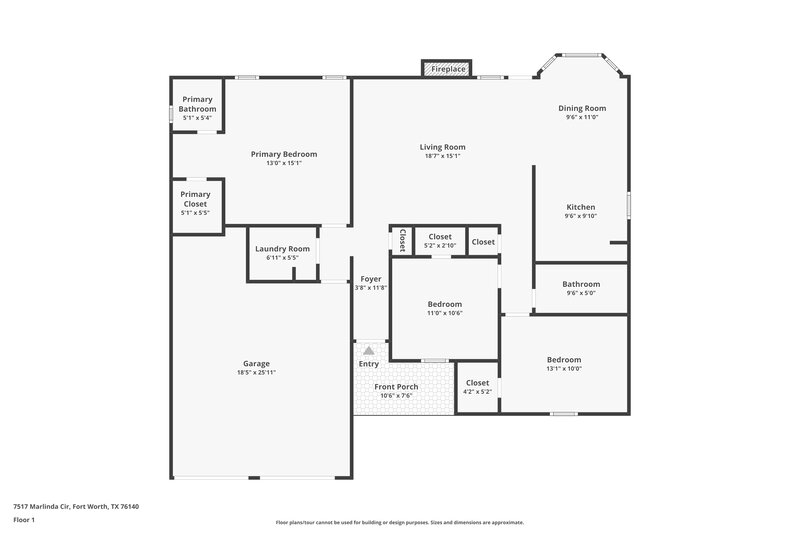 1,900/Mo, 7517 Marlinda Circle Fort Worth, TX 76140 Floor Plan View