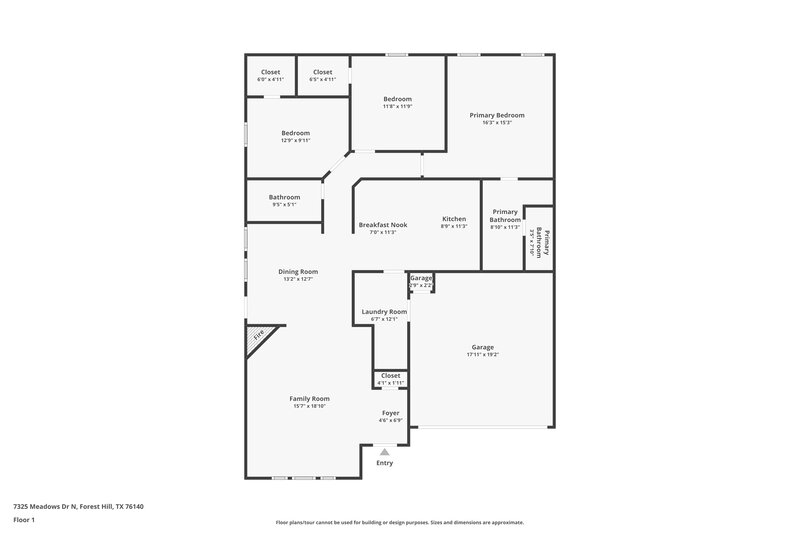 1,880/Mo, 7325 Meadows Dr N Forest Hill, TX 76140 Floor Plan View