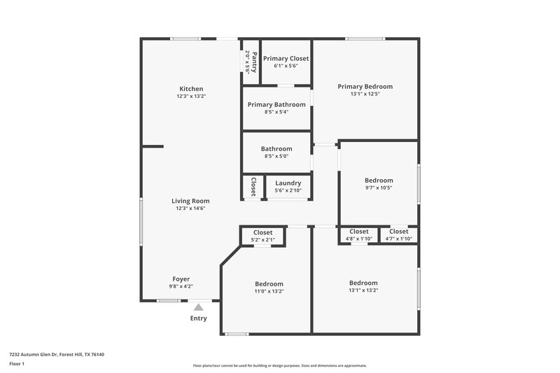 1,915/Mo, 7232 Autumn Glen Dr Forest Hill, TX 76140 Floor Plan View