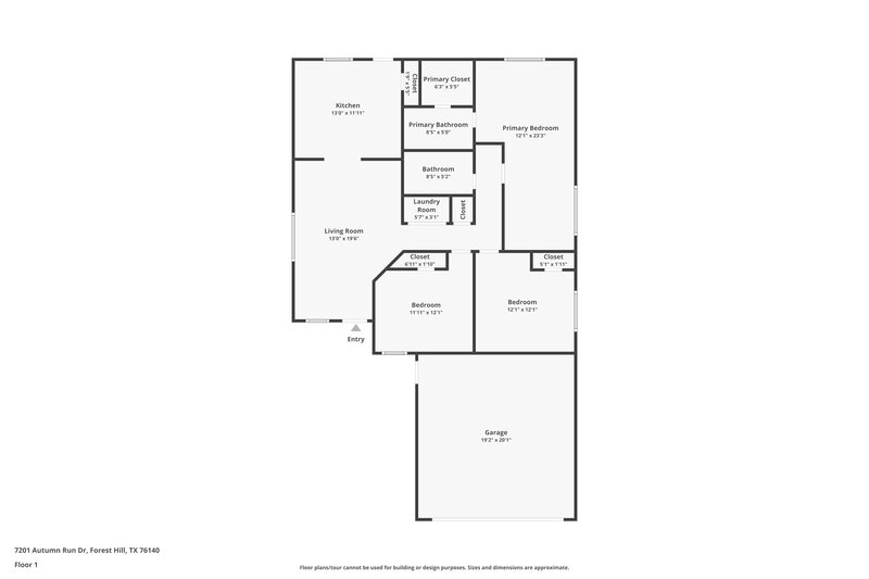1,805/Mo, 7201 Autumn Run Dr Forest Hill, TX 76140 Floor Plan View