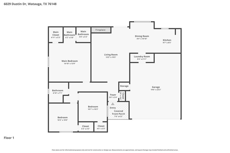 1,850/Mo, 6029 Dustin Dr Watauga, TX 76148 Floor Plan View