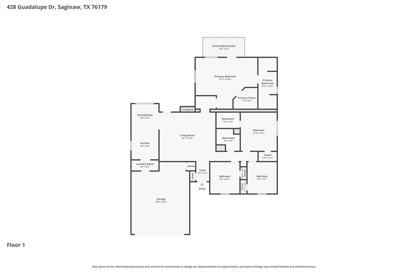 2,165/Mo, 428 Guadalupe Dr Saginaw, TX 76179 Floor Plan View