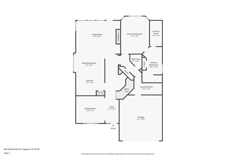 2,495/Mo, 633 Silverbrook Dr Saginaw, TX 76179 Floor Plan View