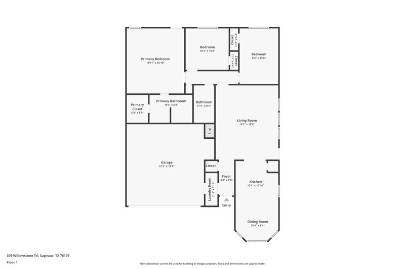 1,805/Mo, 309 Willowstone Trail Saginaw, TX 76179 Floor Plan View
