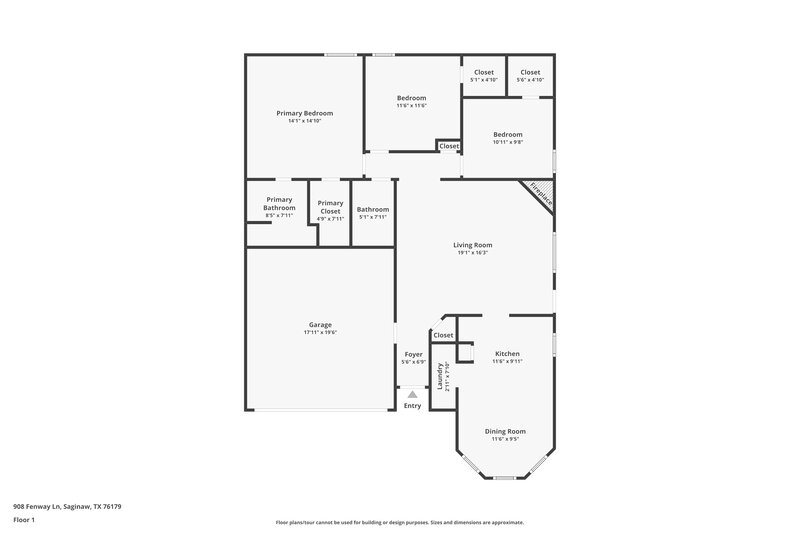 2,065/Mo, 908 Fenway Ln Saginaw, TX 76179 Floor Plan View