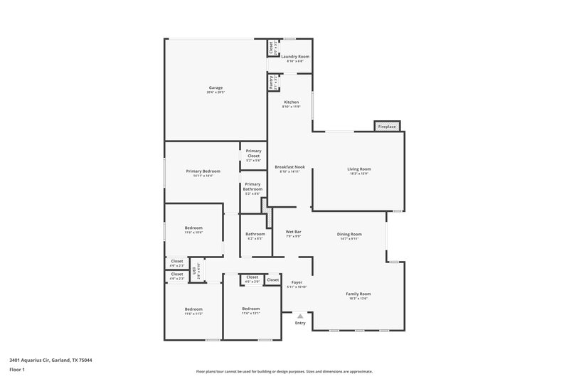 2,330/Mo, 3401 Aquarius Circle Garland, TX 75044 Floor Plan View