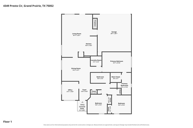 2,225/Mo, 4349 Presto Circle Grand Prairie, TX 75052 Floor Plan View