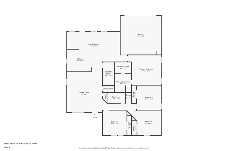 2,195/Mo, 1237 Candler Dr Lancaster, TX 75134 Floor Plan View